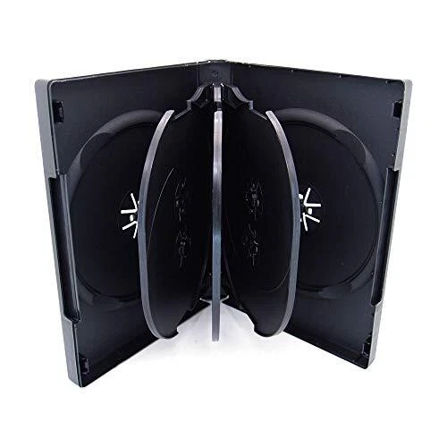 Maxtek Black 8 Disc DVD Cases With 3 Flip Trays and Outter Clear Sleeve 10 Pack