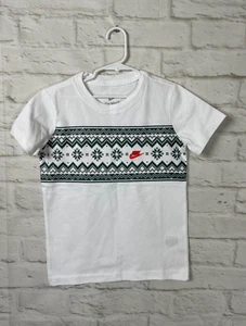 NEW NIKE Youth Holiday Christmas Fair Isle T Shirt Size XS - Picture 1 of 4