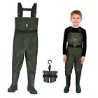  Chest Waders for Kids, Waterproof Youth Waders with Boot 8/9 Big Kid Green