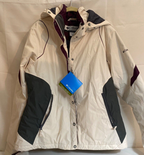 OFF WHITE Columbia cappotto donna XL Downhill Diva giacca bianco sporco grigio viola invernale NUOVO