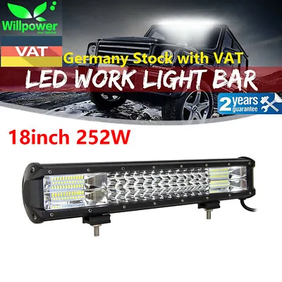 18 Zoll 252W Led Light Bar LICHTLEISTE Arbeitsscheinwerfer For Auto Offroad LKW • 33.54€