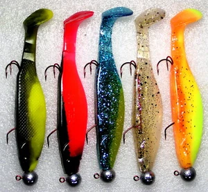 5 Diabolo Jig,13,5cm Relax Gummifische,3 Haken System,Dorsch,Heilbutt,Hecht,Neu - Picture 1 of 6