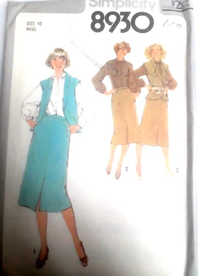 Skirt Vest Blouse Top 10 Simplicity 8930 Sewing Pattern VTG 70's Safari Travel - Image 1 of 4