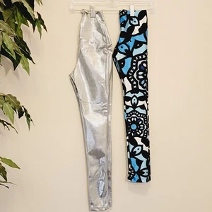 2 Kids Dance Leggings Balera Silver Metallic Size IC Pineapple Clothing Size 7/8 - Picture 1 of 19