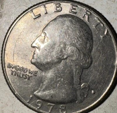 1978 D Washington Quarter Rare ERROR Coin Filled Mint Mark “IN COD WE TRUST” - Image 1 of 4