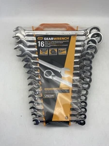 Gearwrench 16 Pc. Reversible Ratcheting Combination Wrench Set Metric 9602N - Picture 1 of 3