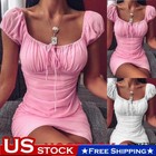 Women Sexy Square Neck Bodycon Mini Dress Ladies Party Cocktail Clubwear Dresses