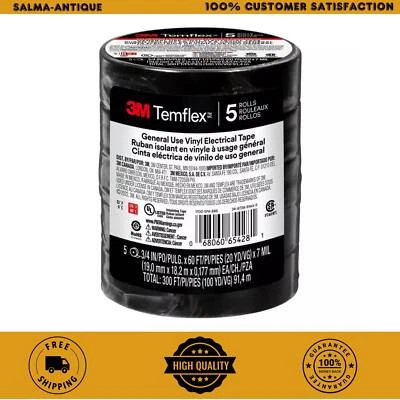 Temflex 3/4 In. X 60 Ft. 1700 Electrical Tape Black (5-Pack)