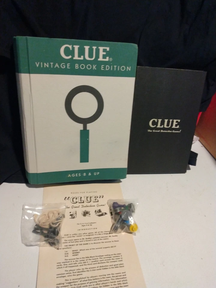 CLUE Vintage Book Edition Fabric cover Board Game 2015 Complete Playable  - Image 1 of 4
