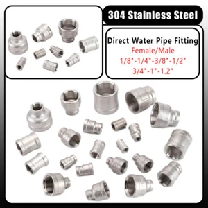 304 Stainless Steel Direct Fittings BSP Thread Male/Female Connector 1/8"~1.2" - Picture 1 of 31