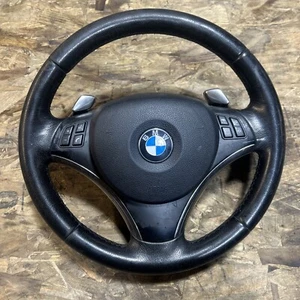 2007-2011 BMW E90 E92 E93 328i 330i 335i Sport Steering Wheel Leather w/ Paddle - Picture 1 of 19