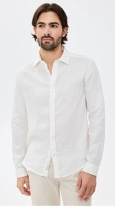 Men's Onia Stretch Linen Slim Fit Button Down Shirt Size Small White - Picture 1 of 10
