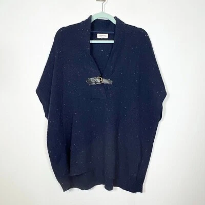 Poncho de lana de cordero Cambridge Dry Goods azul marino manga corta talla M/L Foto 1 de 4