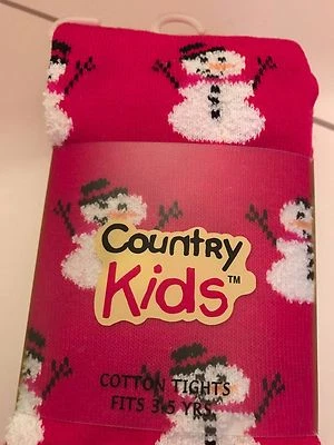 Christmas Tights Snowman Cotton Snowmen Tight Size 3-5 Years Red NEW Rare - Image 1 of 4