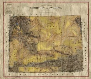 Póster impreso arte mapa territorio de Wyoming estilo vintage pared hogar decoración y regalo - Imagen 1 de 1