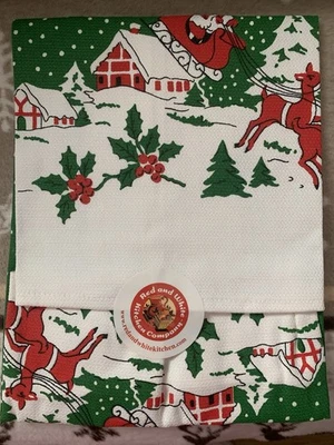 NEW,RETRO COTTON , kITCHEN  DISH TOWEL, CHRISTMAS Grinch, Adorable (1950's) - Image 1 of 4
