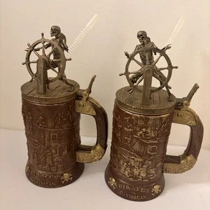 Fluch der Karibik 50th Anniversary Disneyland Stein Becher mit Strohhalmen 2 Stück - Bild 1 von 6
