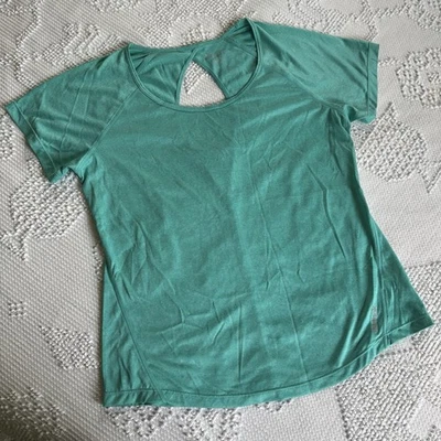 Женская футболка Reebok большого размера с бирюзовой замочной скважиной сзади с коротким рукавом - Изображение 1 из 4