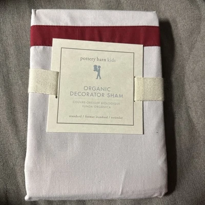 NEW Pottery Barn Kids Organic Decorator Sham Standard Red 20x26 - Image 1 of 3