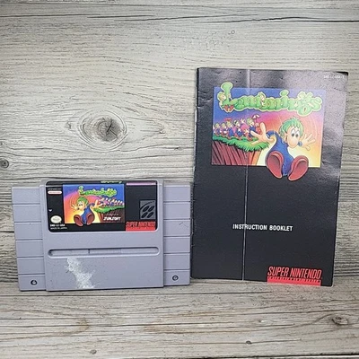 Lemmings SNES Super Nintendo 1992 Game Cartridge and Manual Tested - Image 1 of 4