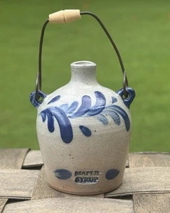 Rowe Pottery Miniature Maple Syrup Jug 1991 Stoneware Salt Glazed With Handle - Picture 1 of 11
