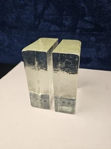 Pottery Barn Slab Glass Bookend 5.5 lb Each Ice Cube 🧊 Heavy 6.5x4.5x2.25 - Picture 1 of 7