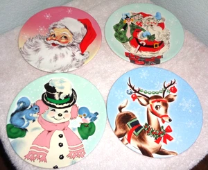 Set Of 4 Vintage Mr Christmas Salad Plates 90th Anniversary Edition - Picture 1 of 3