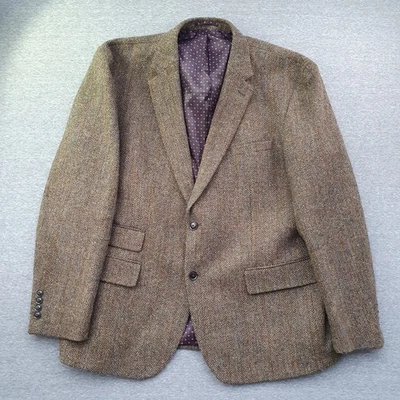 Tu Harris Tweed Jacket Mens 48R Green Blazer Wool Herringbone - Image 1 of 4