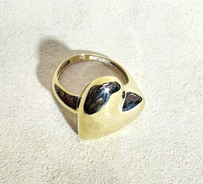 Solid 10K Yellow Gold Abstract  Domed Heart  Ring Size 7.25 - Image 1 of 4