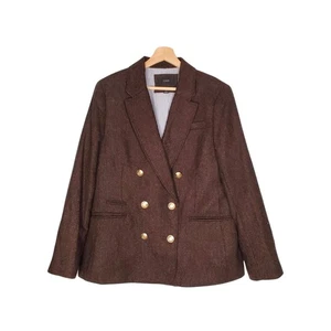 J Crew Bristol Blazer Hazelnut English Wool Herringbone Brown BA441 Size 14 - Picture 1 of 10
