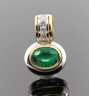 CLIP-ANHÄNGER MIT 1 SMARAGD + 4 PRINCESS-DIAMANTEN 0,36ct AUS GOLD Wert 7500,-€ - Bild 1 von 4