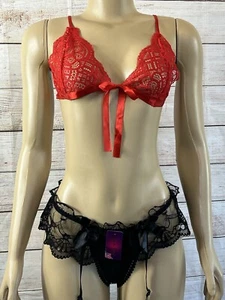 CHADE An Armoire Of Lingerie Red Lace Bralette Top Size L - Picture 1 of 7