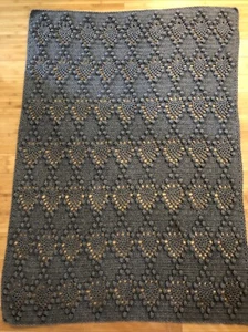 Hand Crotched Solid Gray Afghan Throw W/ Puffs Beautiful 42” X 59” - Picture 1 of 7