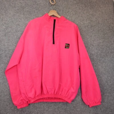 90s Vintage Surf Style Windbreaker Jacket Mens Neon Pink Y2K Mock Neck OSFA M XL - Image 1 of 4