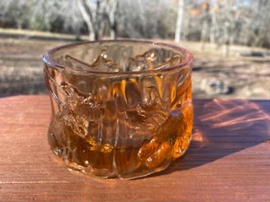 Akro Agate | Scottie Dog Woman Powder Trinket Box Jar Bottom CRYSTAL AMBER Glass - Picture 1 of 3