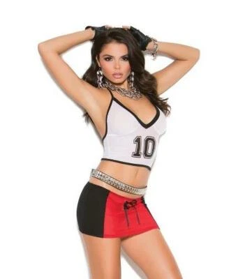 Football Uniform Costume Set Sheer Mesh Top Lace Up Skirt Touchdown Babe 81298 - Image 1 of 3