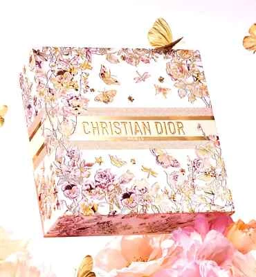 DIOR Mariposas y Rosas VACÍO 8,5x8,5x3 CAJA DE REGALO con Sobre 25 Navidad Foto 1 de 4