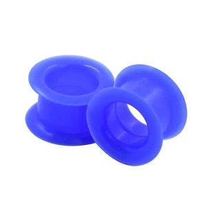 2Pcs Thick Silicone Ear Skins Flesh Tunnels Double Flared Hollow Ear Gauge Plugs - Picture 1 of 38