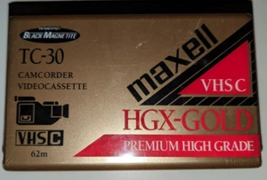 Maxwell VHS-C TC-30 HGX-Gold Premium High Grade Video Cassette Tape Sealed - Picture 1 of 6