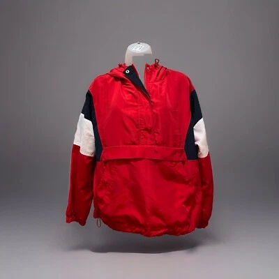Forever 21 Women’s White & Red Windbreaker Full Zip Jacket Hooded Size M - Image 1 of 4
