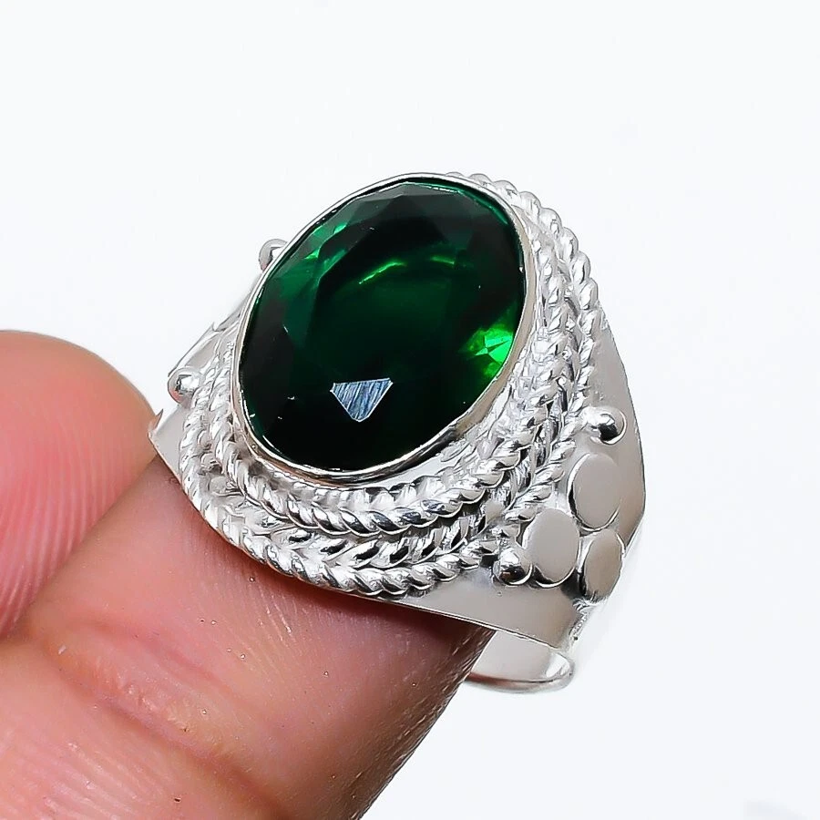 Chrome Diopside Gemstone 925 Sterling Silver Jewelry All Size Ring For Gift - Image 1 of 1