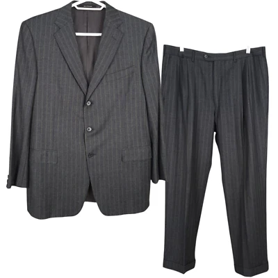 ERMENEGILDO ZEGNA Heritage 2pc Suit EU54R 37W Gray Striped Wool Flannel Roma - Image 1 of 4