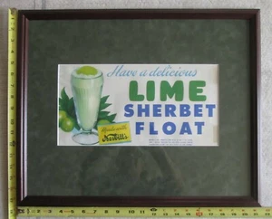 Gerahmtes seltenes Vintage Nesbitt’s Lime Sherbet Papierschild Top Zustand siehe Fotos - Bild 1 von 12