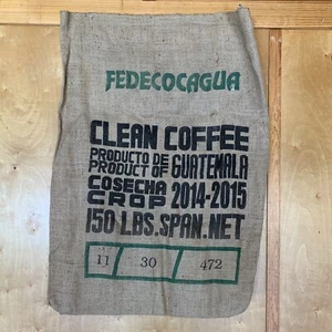 Burlap EMPTY Coffee Sack Fedecocagua Katz Guatemala Clean 70kg Large 37x27 - Picture 1 of 2