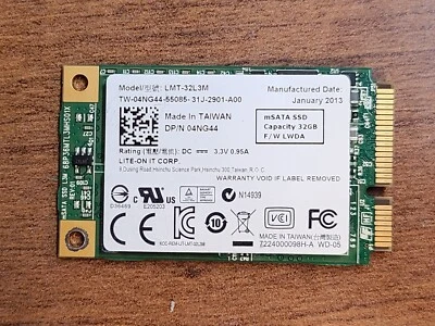 ORIGINAL!! LIGHT-ON IT 32GB mSATA SSD SOLID STATE DRIVE 4NG44 04NG44 LMT-32L3M - Image 1 of 2