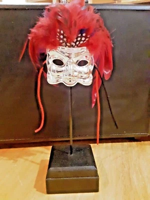 Paperweight theatrical masquerade mask feathered headdress  - Image 1 of 4