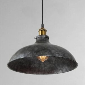 14 in. 1-Light Rustic Grey Industrial Pendant Light with Dome Shade by LNC