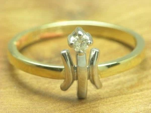 14kt 585 Bicolour Gold Ring With Brilliant Solitaire Decorations/Diamond/2,5g/ - Picture 1 of 6