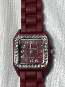 Geneva Crystal Watch With Jelly Band Womens TESTED & WORKS - Picture 1 of 7