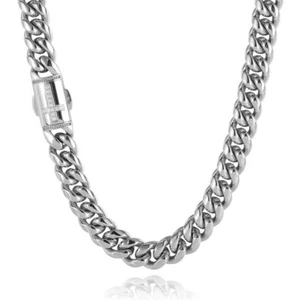 12mm All Stainless Steel  Clasp Miami Hip Hop Cuban  Necklace or Bracelet - Picture 1 of 13